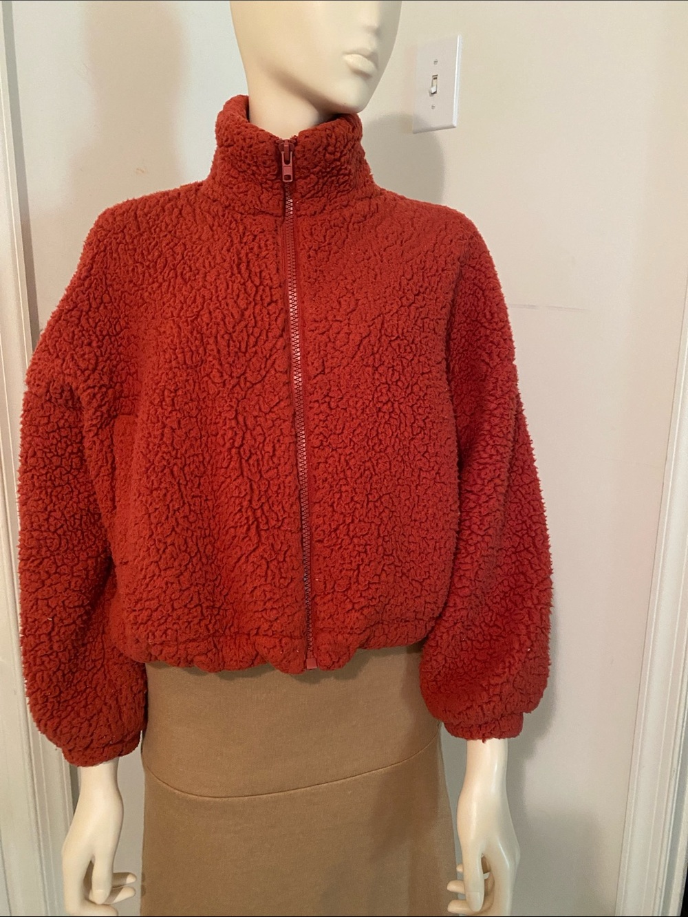 Urban Outfitters Rust Teddy Zip-Up Jacket